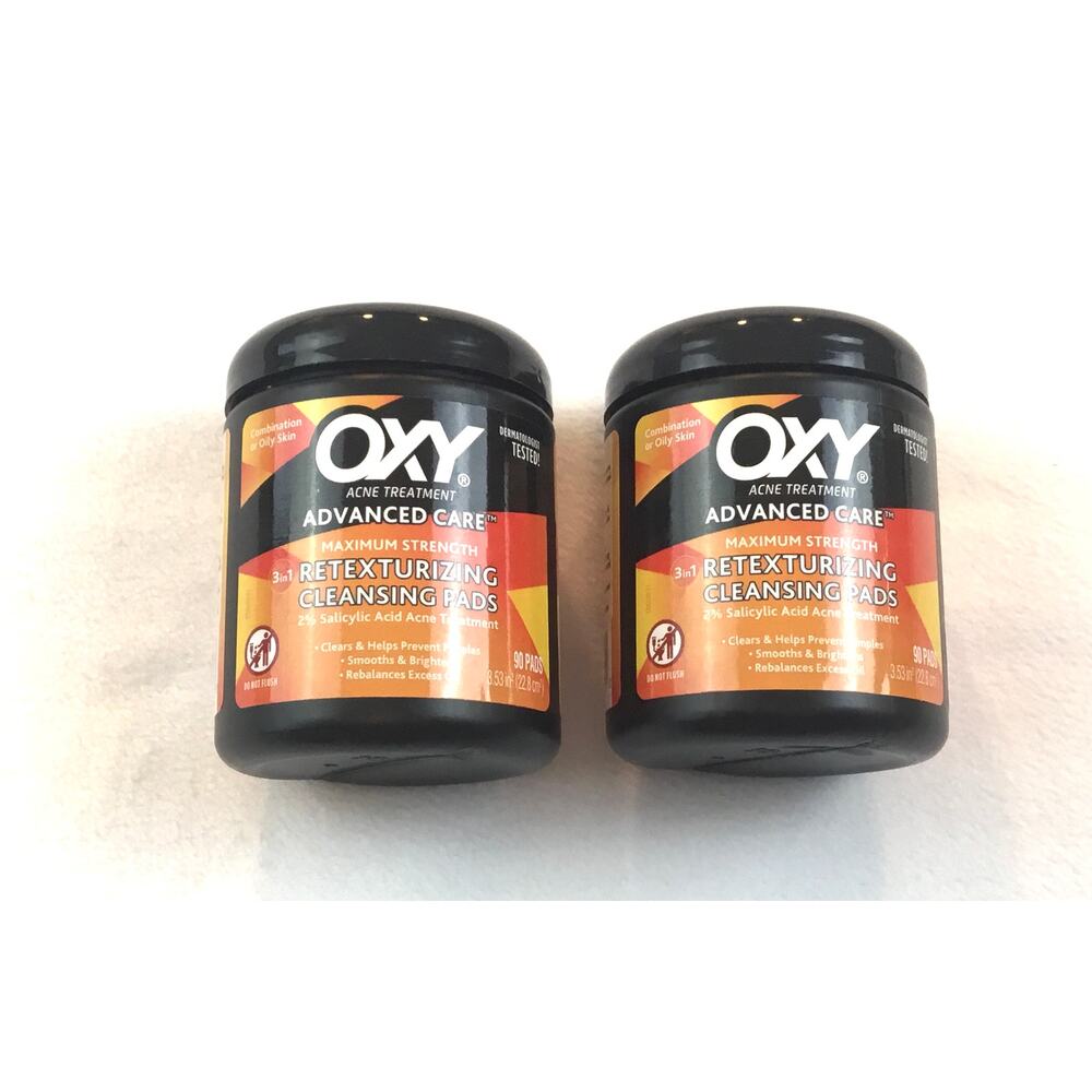 2-Pack OXY ACNE TREATMENT ADVANCED CARE MAXIUM STRENGTH CLEANSING 90 PADS